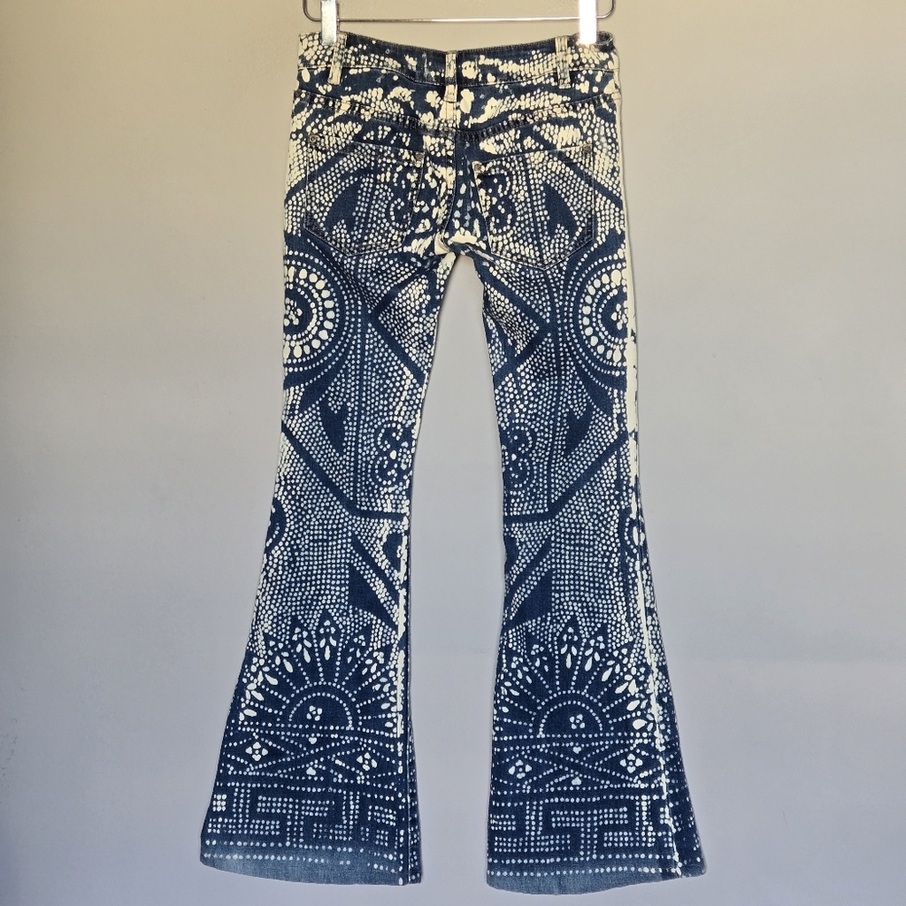 Free People Discharge Bali Flare Jeans Blue Boho Hippie Low Rise Size 24 - Picture 9 of 10